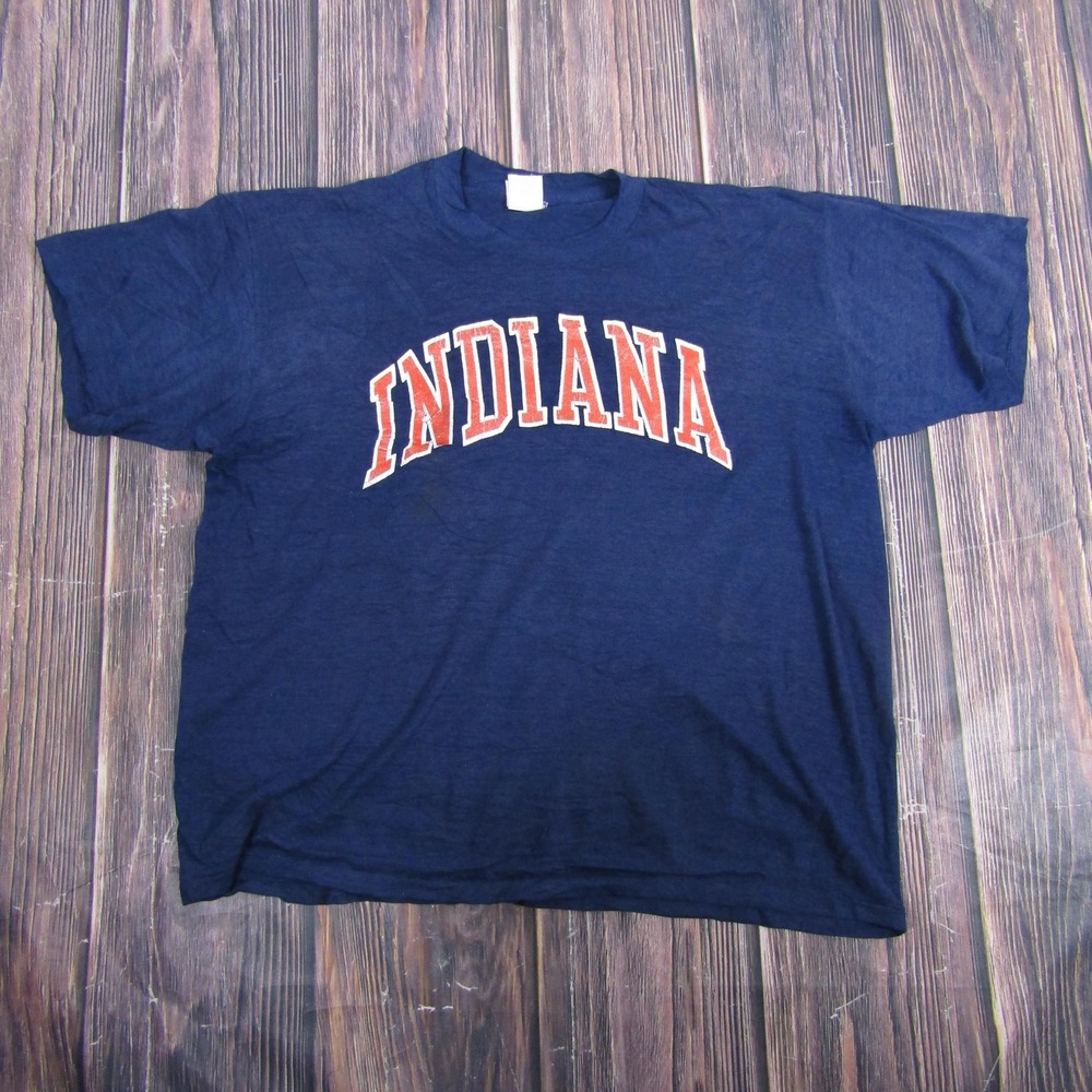 Vintage Indiana Shirt Tee Mens XL Navy Logo 7 Single Stitch Made USA‎ 90s